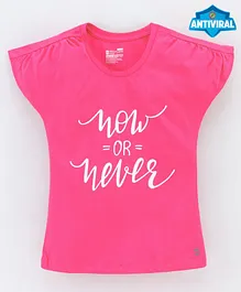 Proteen - Bodycare Short Sleeves Anti Viral Tee Text Print - Fuchsia