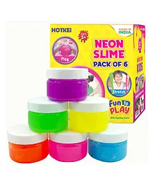 Hotkei Scented DIY Magic Neon Slime Gel Jelly Pack of 6 Multicolour - 50 gm each