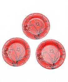 Karmallys Printed Paper Plate Set of 10 Plates - Red