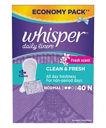 Whisper Clean and Fresh Daily Panty Liners- 40 Pieces