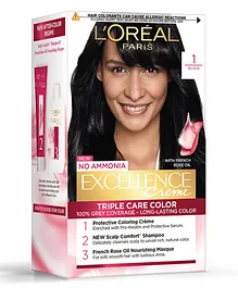 Loreal Paris Excellence Creme Hair Colour Black With Free Total Repair 5 Shampoo - 72 ml, 100 g, 175 ml