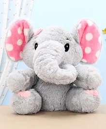 Mirada Polka Dotted Elephant Soft Toy Grey Pink - Height 30 cm