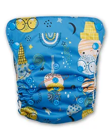 Just Bumm 100% Organic Cotton Aurora Max Reusable Cloth Diaper with Insert - Blue