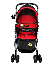 Tiffy & Toffee 3 in 1 Grand Classy Baby Stroller & Pram with Adjustable Seat & Canopy - Red