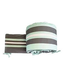 Little By Little Organic Cotton Baby Cot Bumper With Removable Outer Cover - Mint Green Grey