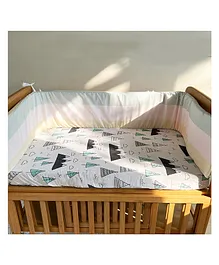 Little By Little Organic Cotton Baby Cot Bumper With Removable Outer Cover - Mint Yellow