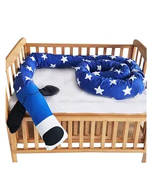Little By Little Organic Cotton Baby Dog Cot Bumper with Removable Outer Cover - Blue
