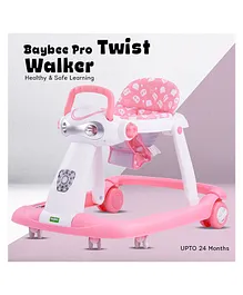 Baybee Pro 2 in 1 Twist Baby Round Activity Musical Walker - Pink