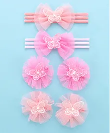 Babyhug Hair Accessories Combo Pack Of 4 - Pink & Peach 