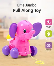 Little Elephant  Pull Along Toy - Pink & Purple