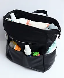 Mama and Peaches Vegan Leather Diaper Backpack - Black