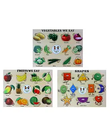 Enjunior Box Fruits Shapes and Vegetables Puzzle with Knobs Multicolour - 34 Pieces
