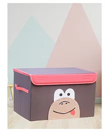  SNM Kevin Monkey Ultra Spacious Engineered Wooden Storage Box With Lid - Multicolour