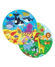 Fiddlys Wooden Sea World and Animal World Jigsaw Puzzle Pack of 2 - 66 Pieces each