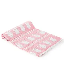 Tidy Sleep 100% Organic Cotton Reversible Baby Blanket  Party Animals - Pink