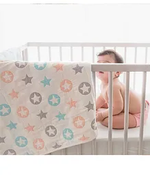 Tidy Sleep 100% Organic Cotton Reversible Baby Blanket  Party Animals - Multicolour