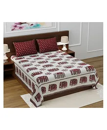 Jaipur Gate 200 TC Printed Cotton King Size Bedsheet With 2 Pillow Covers - Maroon