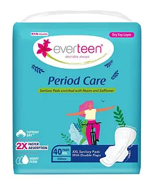Everteen XXL Cotton Dry Top Layer Sanitary Napkin Pads With Neem & Safflower - 40 Pieces