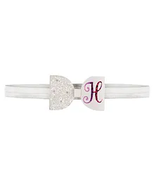 Aye Candy H Initial Detailing Bow Headband - White