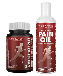 Aadar Ortho Sure Pain Relief Oil And Capsule Pack Of 2 - 100 ml, 60 Capsules