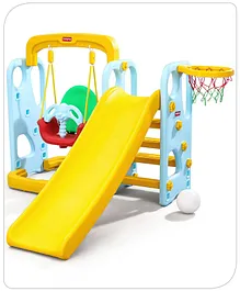 Babyhug 3 in 1 Swing and Slide with Basket Ball Hoop - Blue & Yellow