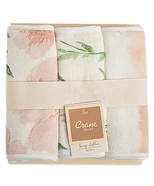Crane Baby Parker Collection 100% Cotton Burp Cloth Set Pack of 3 - Pink