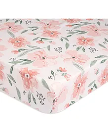 Crane Baby Parker Collection 100% Cotton Crib Sheet Floral Print - Pink