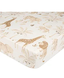 Crane Baby Kendi Collection Crib Sheet Animal Print - Brown White