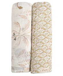 Crane Baby Kendi Collection Muslin Swadddle Pack of 2 - Multicolour