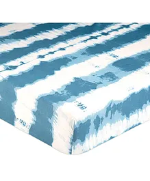 Crane Baby Caspian Collection Tie-Dye Crib Sheet - Blue White