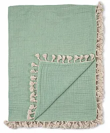 Crane Baby 6 Layer Muslin Blanket - Sea Green