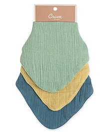 Crane Baby Bandana Bib Pack of 3 - Light & Dark Blue Yellow