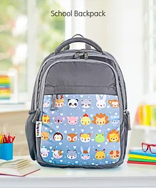 School Backpack Little Friends Print Grey - 16 Inch