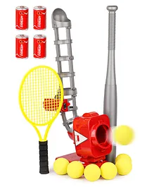 Fiddlerz Play Learn Ball Pitching Game Machines Baseball Tennis, Training Early Development Active Toys Outdoors Sports Gaming  -Multicolor