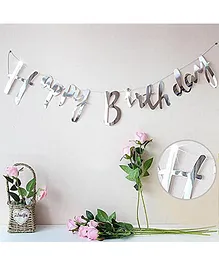 Johra Happy Birthday Decoration Banner With Name - Silver