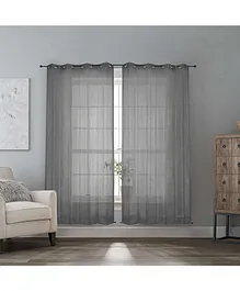 Hippo Eyelet Curtain Pack of 2 Grey - 9 x 4.5 Feet