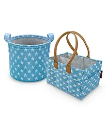 Hippo Diaper Bag Caddy with Toy Bin Star Print - Blue