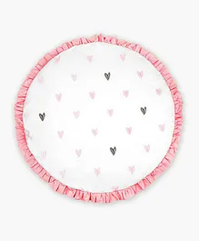 Oranges And Lemons Organic Cotton Playmat Heart Print - White Pink
