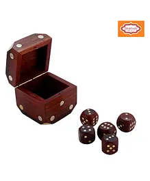 ShrijiCrafts Handmade Wooden Dice And Box Set - Red