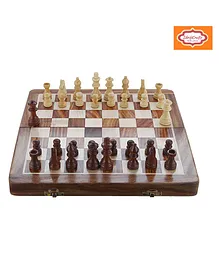 ShrijiCrafts Wooden Handcrafted Foldable Magnetic Chess Board Set - Multicolour