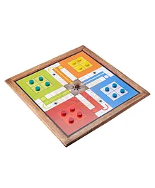 ShrijiCrafts Handmade Sheesham Wooden Classic 2 in 1 Magnetic Ludo Snakes and Ladders Set - Multicolour