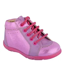 Beanz Metallic Shimmer Faux Leather Shoes - Pink