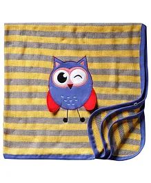Pranava Organic Cotton Owl Patch Blanket - Purple