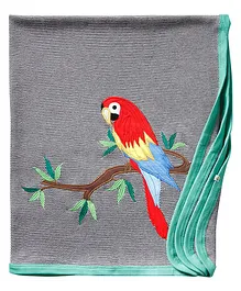 Pranava Organic Cotton Macaw Patch Blanket - Red