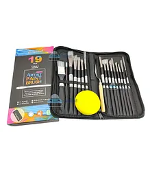 FunBlast Artist Paint Brush Set with Zipper Carrying Case Pack of 19 - Multicolour