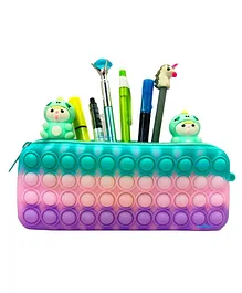 FunBlast Pop It Bubble Stress Relieving Silicone Toy Pencil Case - Multicolour