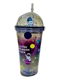 FunBlast LED Light Space Theme Tumbler with Straw - 430 ml (Colour May Vary)