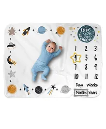 Elementary Milestone Bedsheet New Born Baby Photography Shoot Props Costume  Photography Print- Multicolor (Color May Vary)