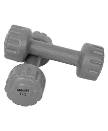 Strauss PVC Dumbbell 1 Kg Pair - Grey