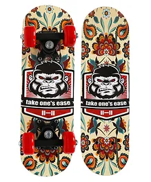Strauss Kids Skateboard Chimpanzee Print - Yellow